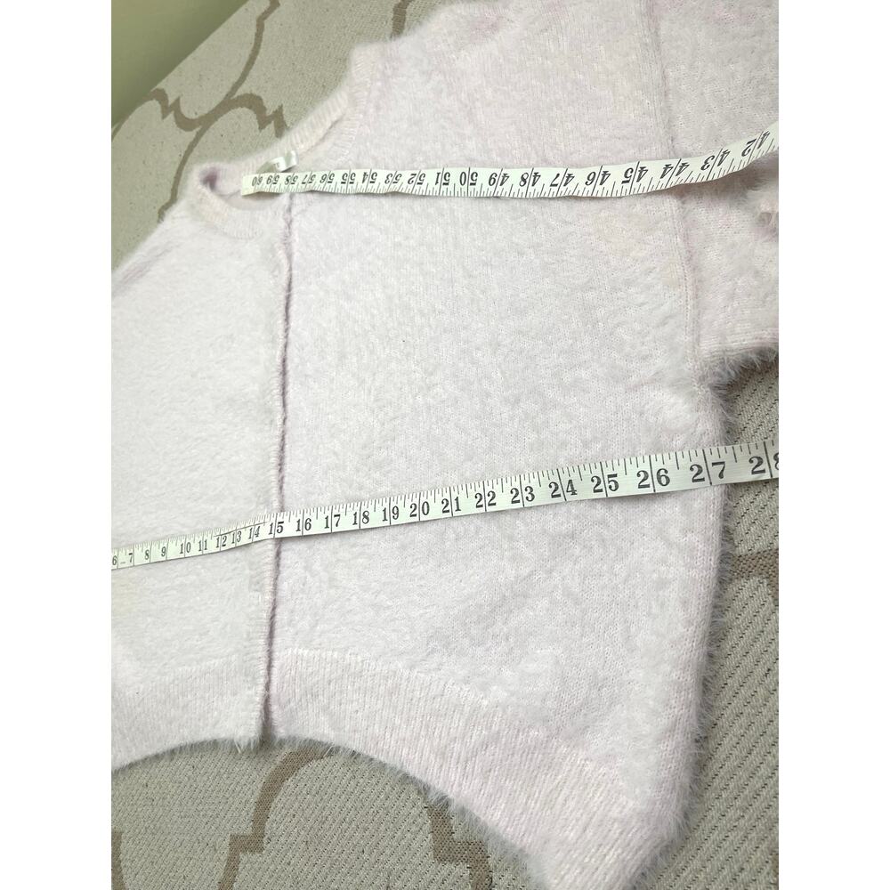 Anthropologie Flat White Eyelash Fuzzy Button Cardigan Sweater Cream Size Large - Picture 7 of 13